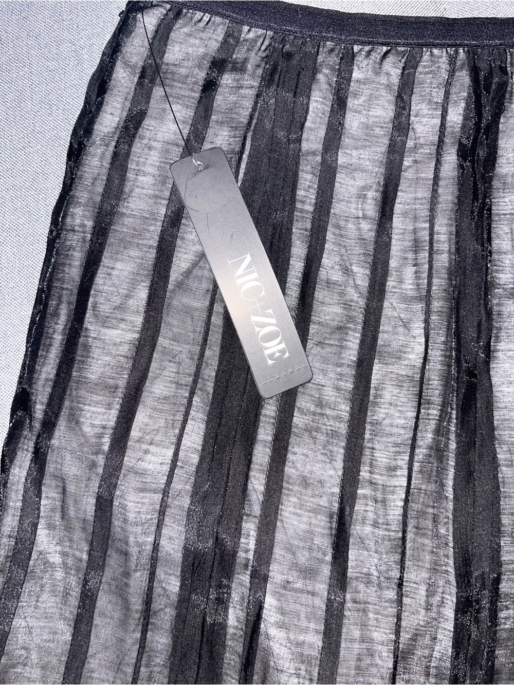 NIC+ZOE Black Sheer Pleated A-Line Midi Skirt - Picture 5 of 7
